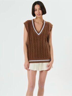 Sunday Best Knit Vest | S | Brown and Pink